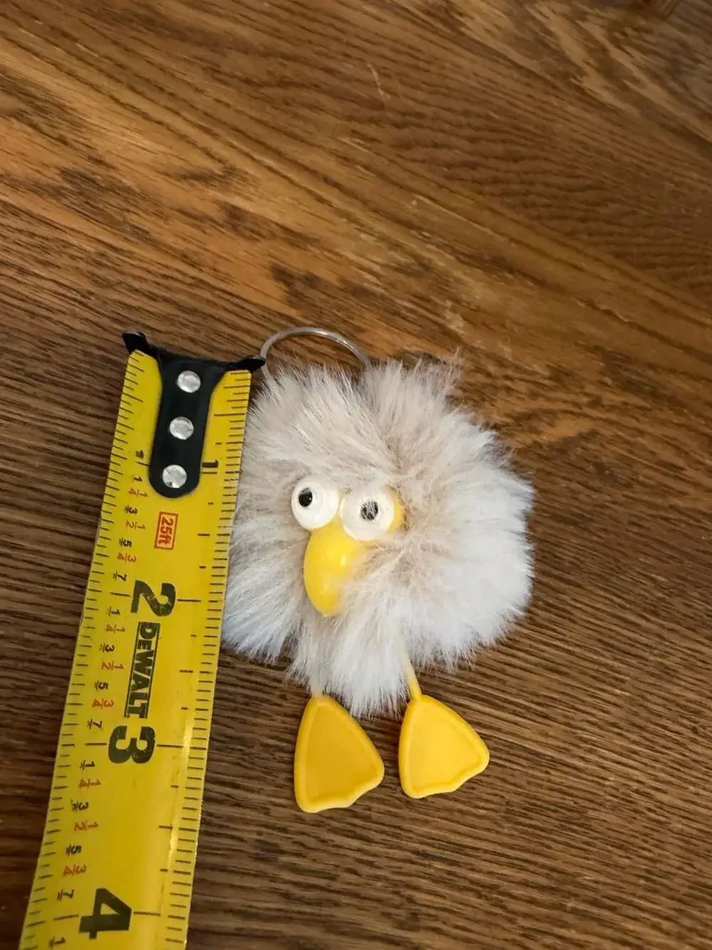Cute Fuzzy Plush Duck Pom Pom Keychain Bag Charm with Yellow Feet